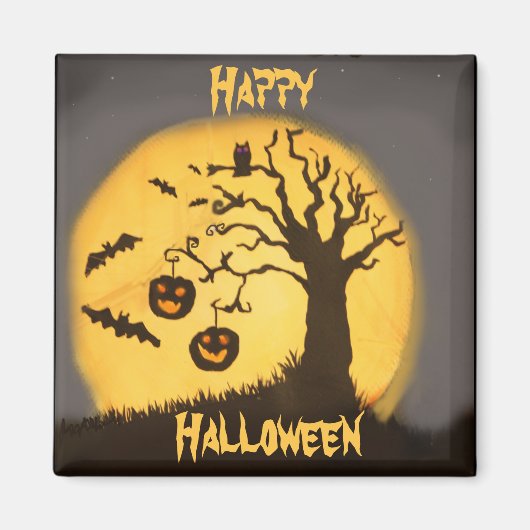 Spooky Halloween Szene Magnet (Vorne)