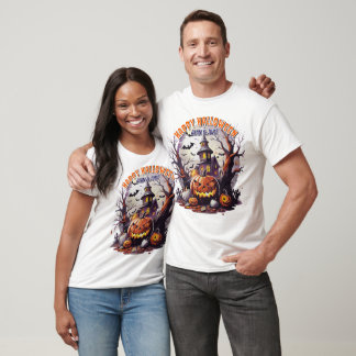 Spooky Halloween Szene mit Pumpkins Spuk House T-Shirt