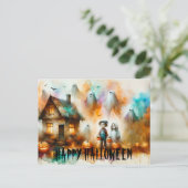 Spooky Halloween Szene Postkarte (Stehend Vorderseite)
