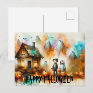 Spooky Halloween Szene Postkarte