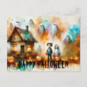 Spooky Halloween Szene Postkarte (Vorderseite)