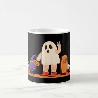 Spooky Halloween-Tasse - Kürbis, Ghost & Hexenmant Kaffeetasse