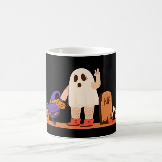 Spooky Halloween-Tasse - Kürbis, Ghost & Hexenmant Kaffeetasse (Mittel)