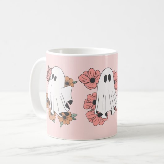 Spooky Halloween-Tasse - Kürbis, Ghost & Hexenmant Kaffeetasse (Vorderseite Links)
