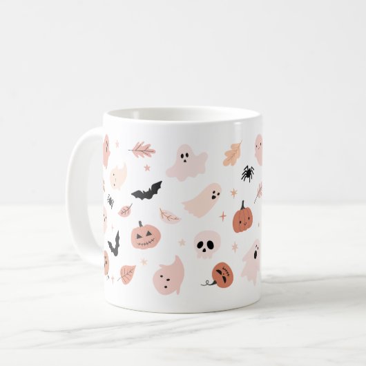 Spooky Halloween-Tasse - Kürbis, Ghost & Hexenmant Kaffeetasse (Vorderseite Links)