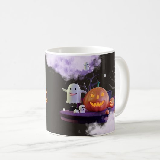 Spooky Halloween-Tasse - Kürbis, Ghost & Hexenmant Kaffeetasse (VorderseiteRechts)