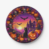 Spooky Halloween Teller Pumpkins und Spuk Haus (Vorderseite)