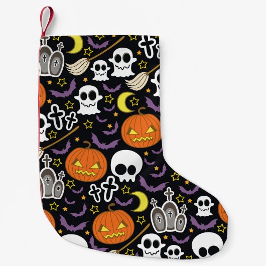 Spooky Halloween: Thematisches Hintergrunddesign. Kleiner Weihnachtsstrumpf (Vorderseite)
