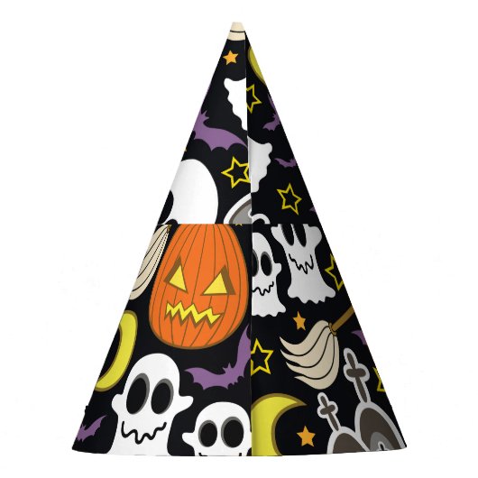 Spooky Halloween: Thematisches Hintergrunddesign. Partyhütchen (Rückseite)