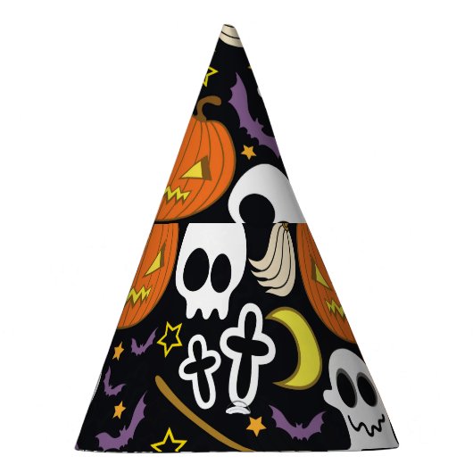 Spooky Halloween: Thematisches Hintergrunddesign. Partyhütchen (Rechts)