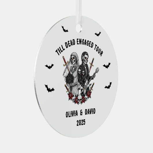 Spooky Halloween Verlobt Rock Skeleton Ornament Aus Metall (Vorderseite Rechts)