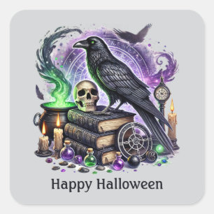 Spooky Halloween-Vogel anpassbar Quadratischer Aufkleber