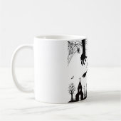 Spooky Halloween Witch & Bats Pattern Mug Kaffeetasse (Links)