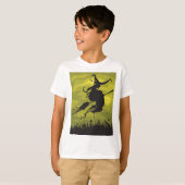 Spooky Halloween Witch Flying on Broomstick T-Shirt (Vorne ganz)