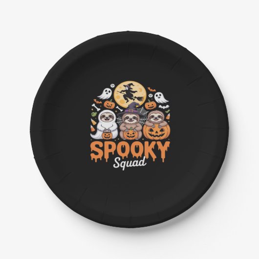 Spooky Halloween Witch Funny Horror Sloths Essenti Pappteller (Vorderseite)