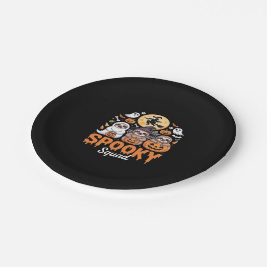Spooky Halloween Witch Funny Horror Sloths Essenti Pappteller (Schrägansicht)