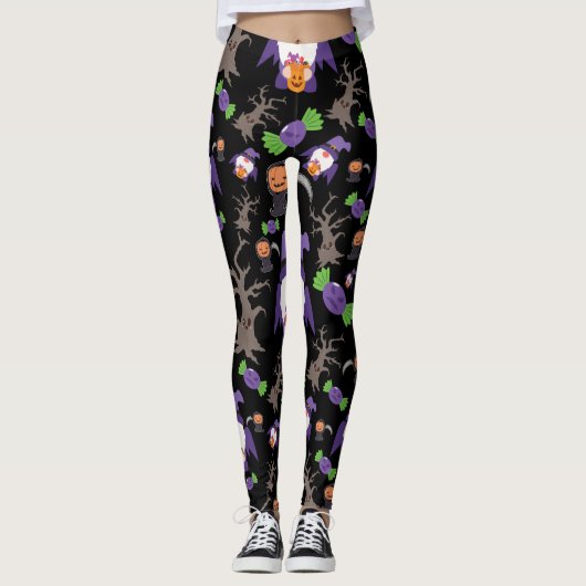 Spooky Halloween Witch Gnome Leggings (Vorderseite)