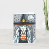 SPOOKY HALLOWEEN WITCH, SCHWARZE KATZEREARRINDER L KARTE (Vorderseite)