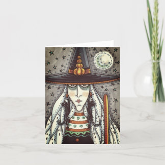 SPOOKY HALLOWEEN WITCH, SCHWARZE KATZEREARRINDER L KARTE