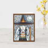 SPOOKY HALLOWEEN WITCH, SCHWARZE KATZKARTE KARTE (Gelbe Blume)