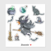 Spooky Halloween Witch thematisiert Aufkleber (Blatt)