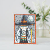 SPOOKY HALLOWEEN WITCH, TRAGEN SCHWARZE KATZJEWELE POSTKARTE (Stehend Vorderseite)