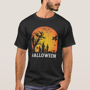 Spooky Halloween Witz Bat Full Moon Vintag T-Shirt