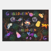 Spooky Halloween Witz Pattern Wrapping Geschenkpapier Set (Vorderseite)