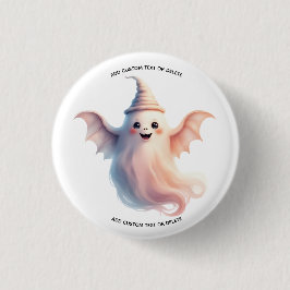 Spooky Halloween Women T - Shirt - Funny Ghost Button