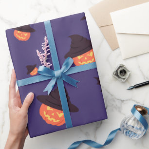 Spooky Halloween Wrapping Paper - Pumpkin & Bats Geschenkpapier