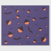 Spooky Halloween Wrapping Paper - Pumpkin & Bats Geschenkpapier (Flach)