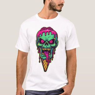 Spooky Halloween Zombie Head Melken Eiscreme T-Shirt