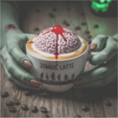 Spooky Halloween Zombie Latte Aufkleber (Vorderseite)