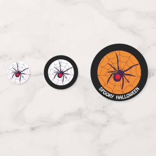 Spooky Hallowen Black Widow Spider, Skull & Bones Konfetti (Vorderseiten)