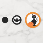 Spooky Hallowen cat, Kürbis, Gespenster & Fledermä Konfetti (Rückseiten)