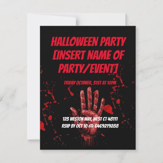 SPOOKY HALLOWEWEWEEN EINLADUNGKARTENBLOODY UAWG RSVP KARTE (Vorderseite)