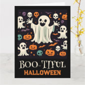 Spooky Happy Ghost Boo-schöne Halloween Karte (Gelbe Blume)