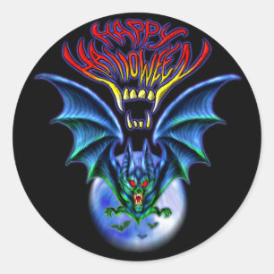 Spooky Happy Halloween Bat Sticker