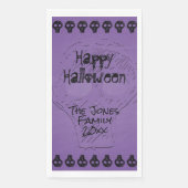 Spooky Happy Halloween Lettering | Lila/schwarz Serviette (Vorderseite)