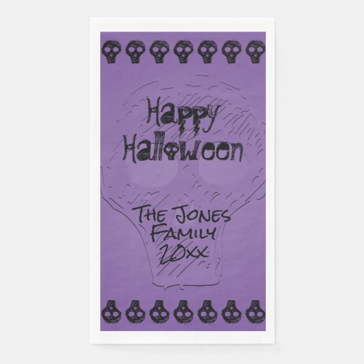 Spooky Happy Halloween Lettering | Lila/schwarz Serviette (Vorderseite)
