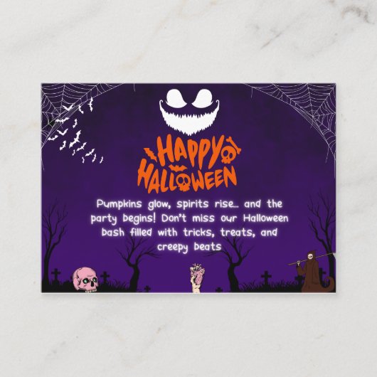 Spooky Happy Halloween Party Art Visitenkarte (Vorderseite)