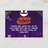 Spooky Happy Halloween Party Art Visitenkarte (Rückseite)