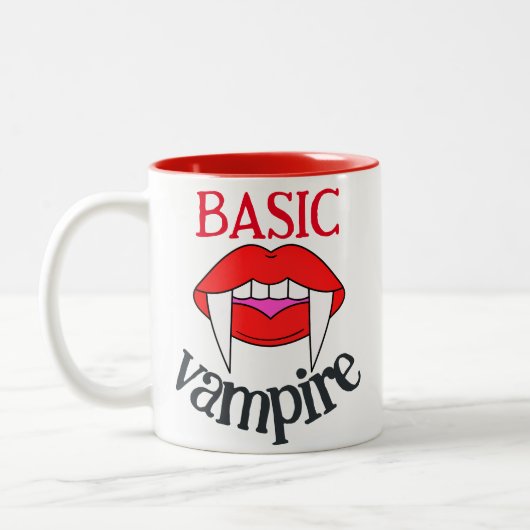 Spooky Happy Halloween Party Basic Vampirzähne Zweifarbige Tasse (Links)