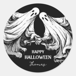 Spooky Happy Halloween Party Leckerei mit Geist Runder Aufkleber