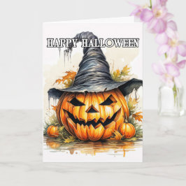 Spooky Happy Halloween Pumpkin Hexe Karte