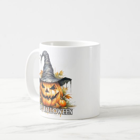 Spooky Happy Halloween Pumpkin Kaffeetasse (Vorderseite Links)