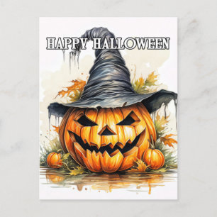 Spooky Happy Halloween Pumpkin Postkarte