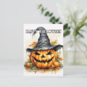 Spooky Happy Halloween Pumpkin Postkarte (Stehend Vorderseite)