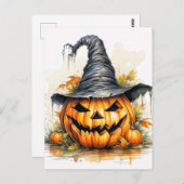 Spooky Happy Halloween Pumpkin Postkarte (Vorne/Hinten)