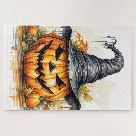 Spooky Happy Halloween Pumpkin Puzzle (Horizontal)